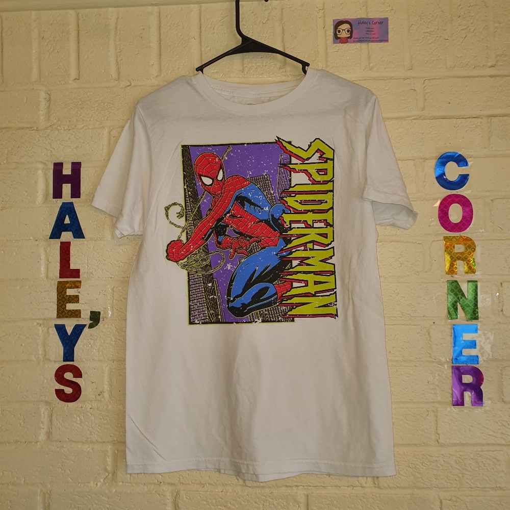 Marvel Spider-Man Poster Shirt Men’s Small White Comic